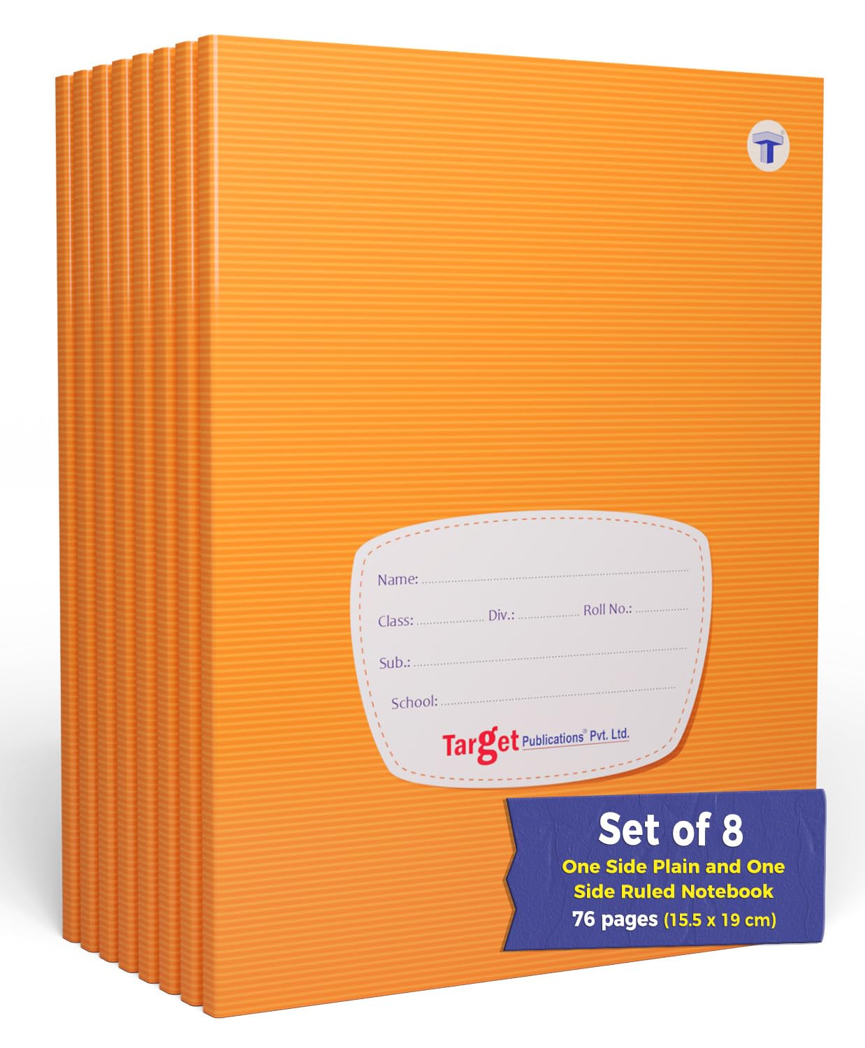 TARGET PUBLICATIONSTARGET PUBLICATIONS Single Line Notebooks for Kids | One Side Blank/Unruled & One Side Ruled | 76 Pages | Hard Brown Cover | 15.5 x 19 cm Approx | Interleaf Copy | Pack of 7 | GSM 57