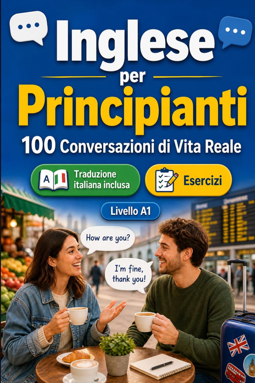 Inglese per Principianti A1: 100 Conversazioni di Vita Reale: Impara l'inglese con 100 dialoghi bilingue, saluti, viaggio, spesa, lavoro, traduzione, vocabolario ed esercizi per studenti e adulti