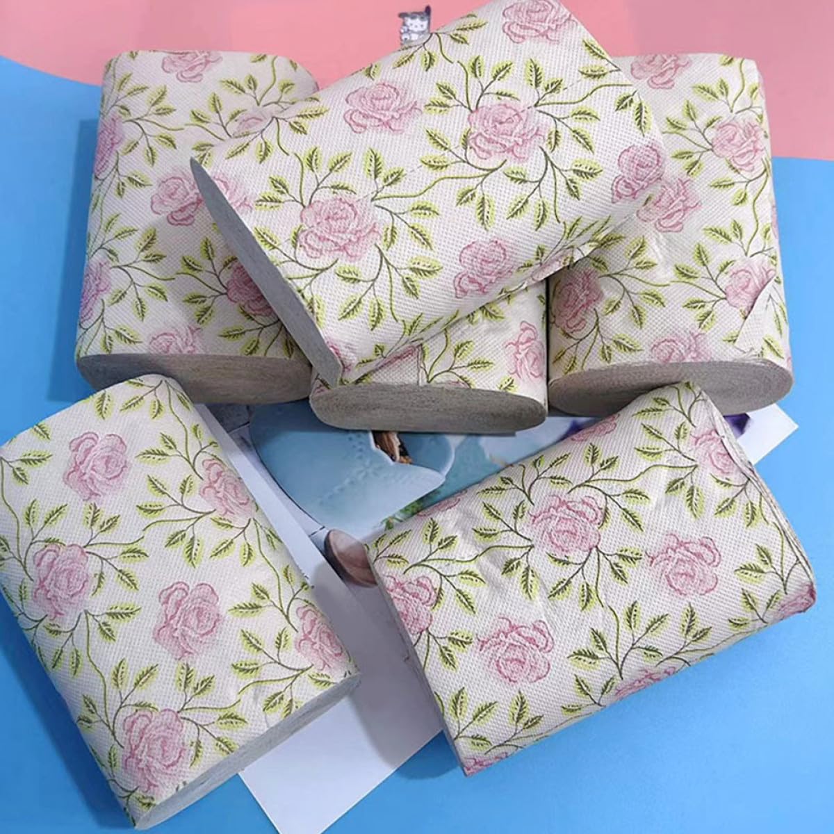 ORFOFE Carta Igienica Commerciale in Polpa di Bambù 10 Pezzi con Stampa Decorativa di Rose, Design Elegante, Pratica e Multifunzionale per Bagno e Ufficio