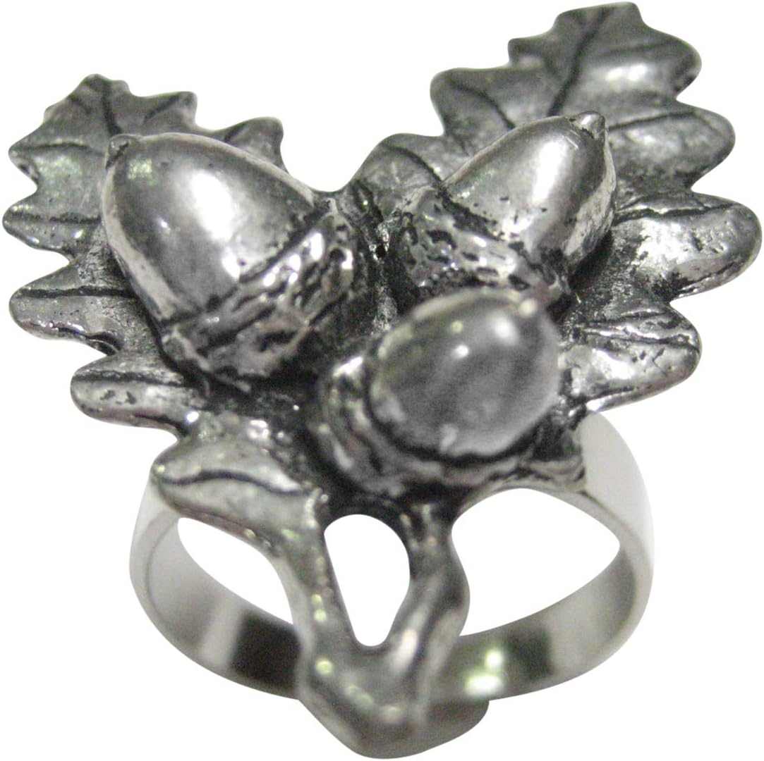 Kiola Designs Oak Tree Leaf with Acorns Adjustable Size Fashion Ring