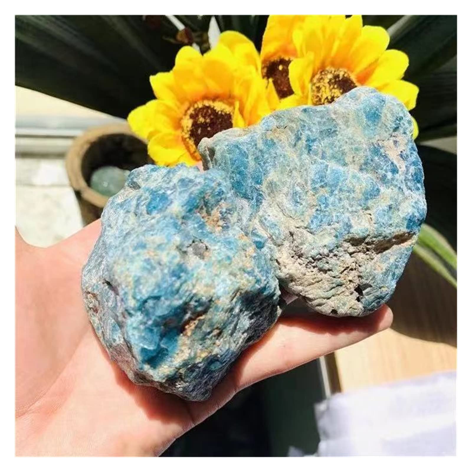 YLQUXEUV Rock Blue Apatite Gravel Rough Crystal Stone (Color : Light Grey, Size 100G-200G)