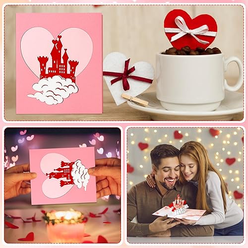 Miniatura 5 de FLYAB Tarjeta desplegable para el día de San Valentín, castillo, tarjeta de San Valentín para su novia, esposa, tarjeta romántica de aniversario