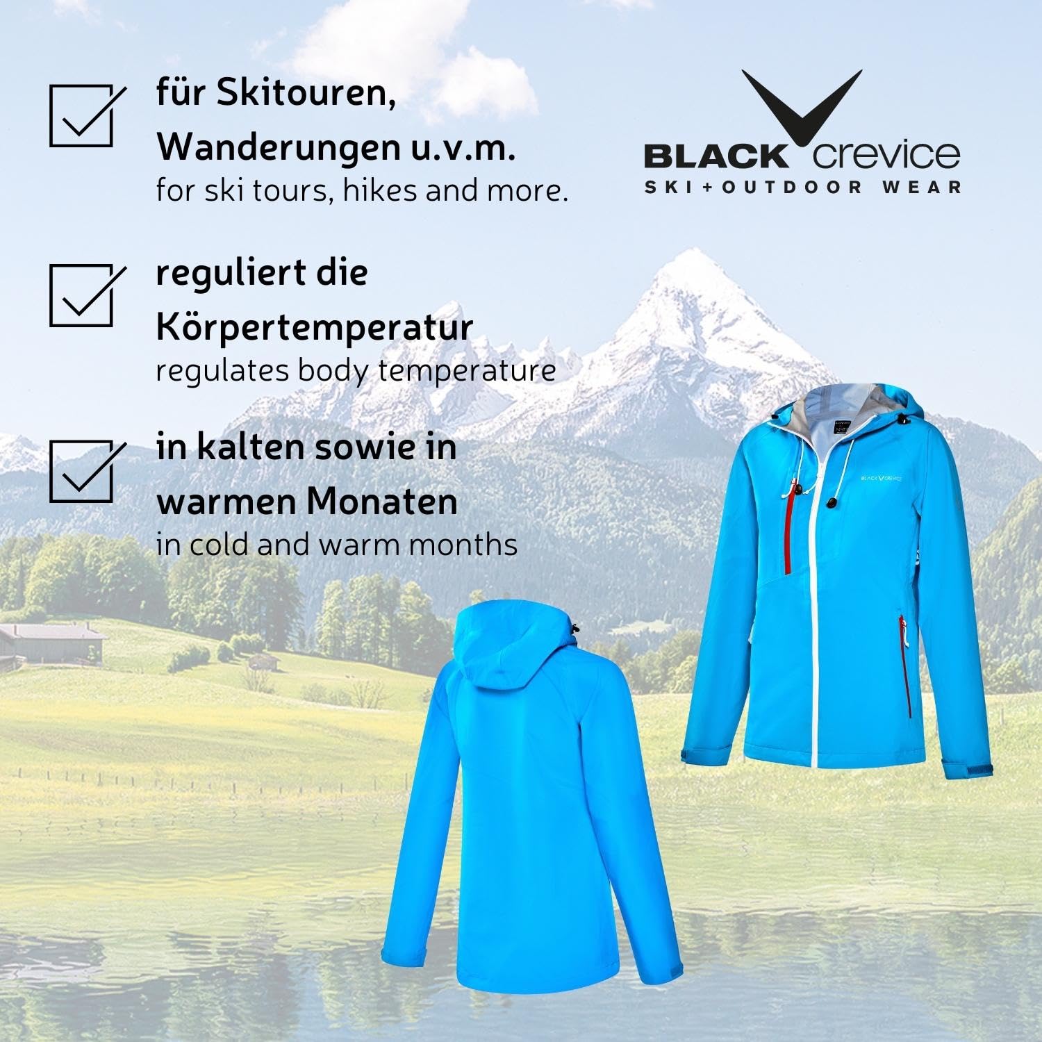 Black Crevice Veste Hardshell Fine et Imperméable pour Femme Jacket
