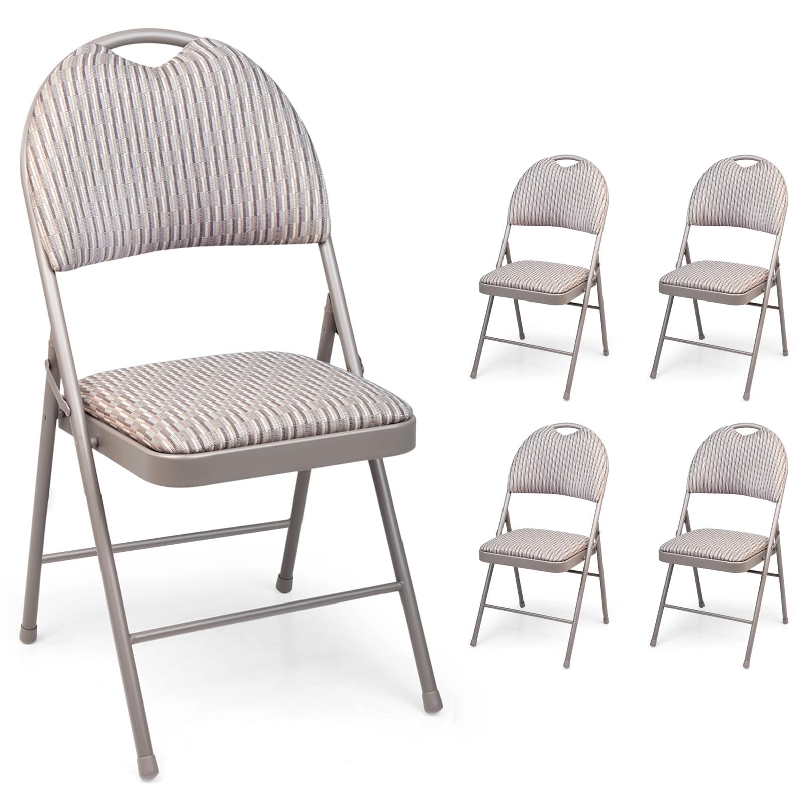 Crystals Metal Folding Chair – Premium Quality High Back Chairs with Padded Fabric or PVC Seat, Strong Steel Frame, Comfortable Foldable for Home, Office, Dining, Multi-Purpose Use (4 x Folding Chair)