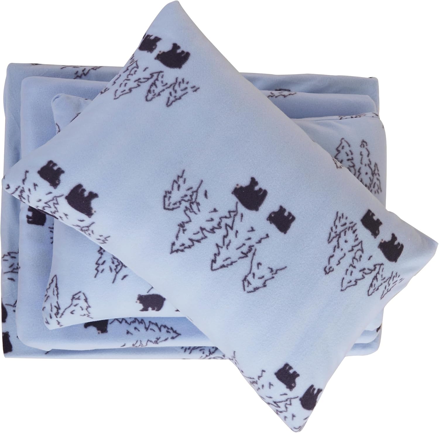 Softan Plush Micro Fleece Queen Bed Sheet Set, 4 Piece Polar Fleece Velvet Sheets with 15" Deep Pocket Fitted Sheet, Flat Sheet and Pillowcase, Warm and Soft, Bear Print