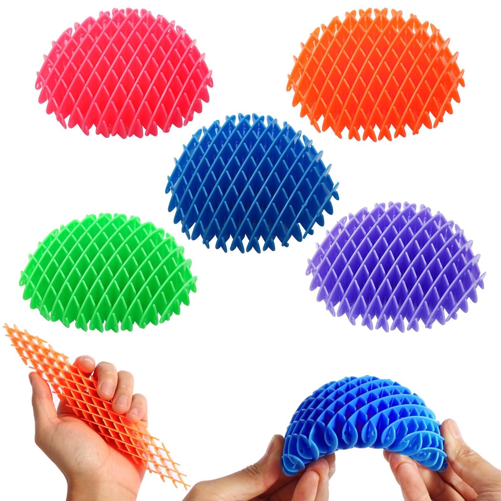 5 Pack Mini Fidget Worm Toys for Kids 8-12, Elastic Mesh Stress Relief Sensory Toy, 3D Bulk Fidgets for Adults Party Favors