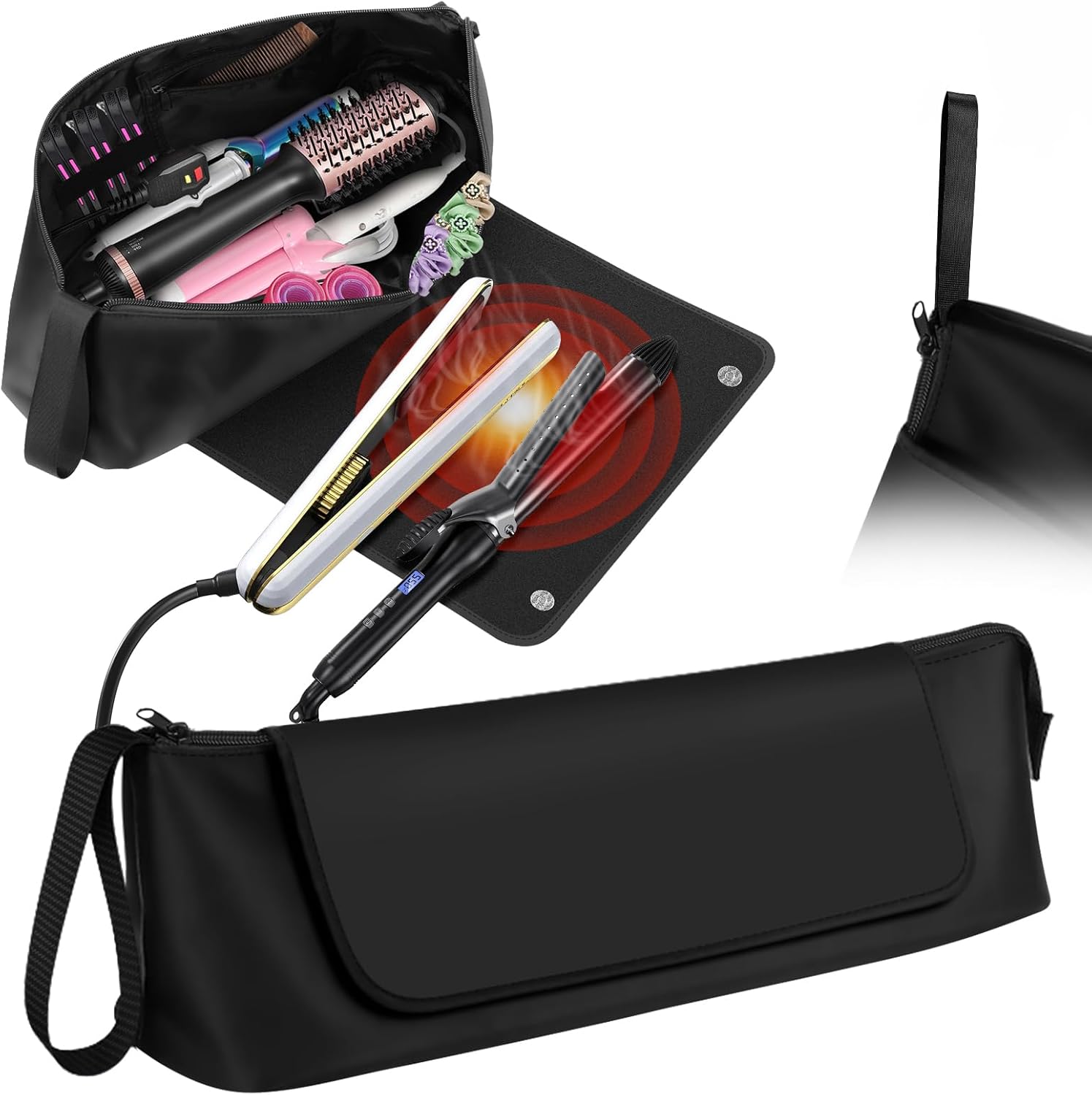 ZXK CO Hair Tools Travel Bag with Heat Resistant Mat, 2in