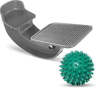 ProHeal Foot Rocker Calf Stretcher with Spiked Ball Massager - for Plantar Fasciitis, Achilles Tendonitis - Calf, Foot, Heel, and Ankle Stretcher - Lower Leg Pain Relief - Gray with Green Ball