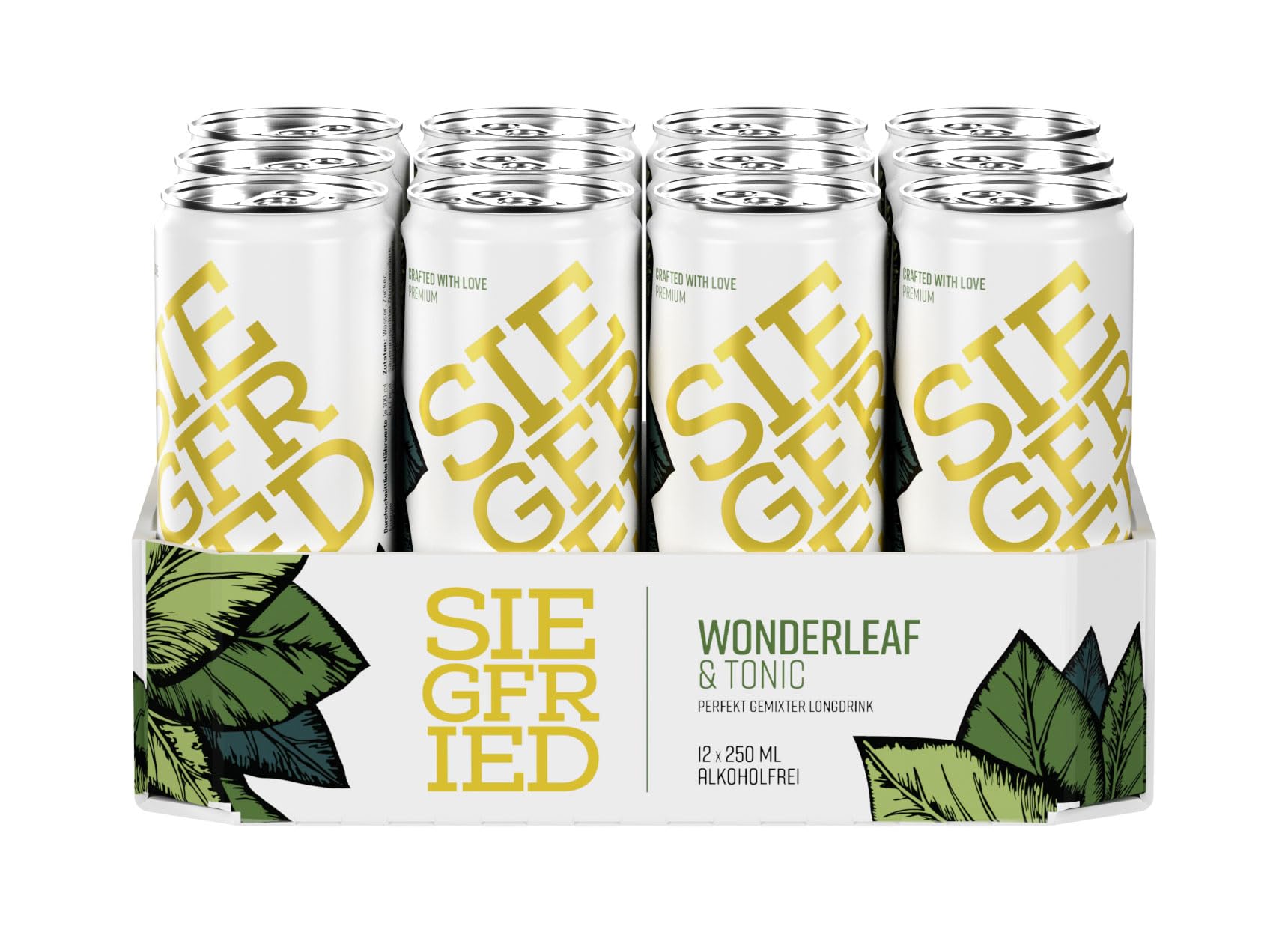 Siegfried Wonderleaf & Tonic | Alkoholfrei | Mit perfekt abgestimmtem Tonic Water I Ready-to-Drink | 12 x 250ml Dose | EINWEG | Made in Germany