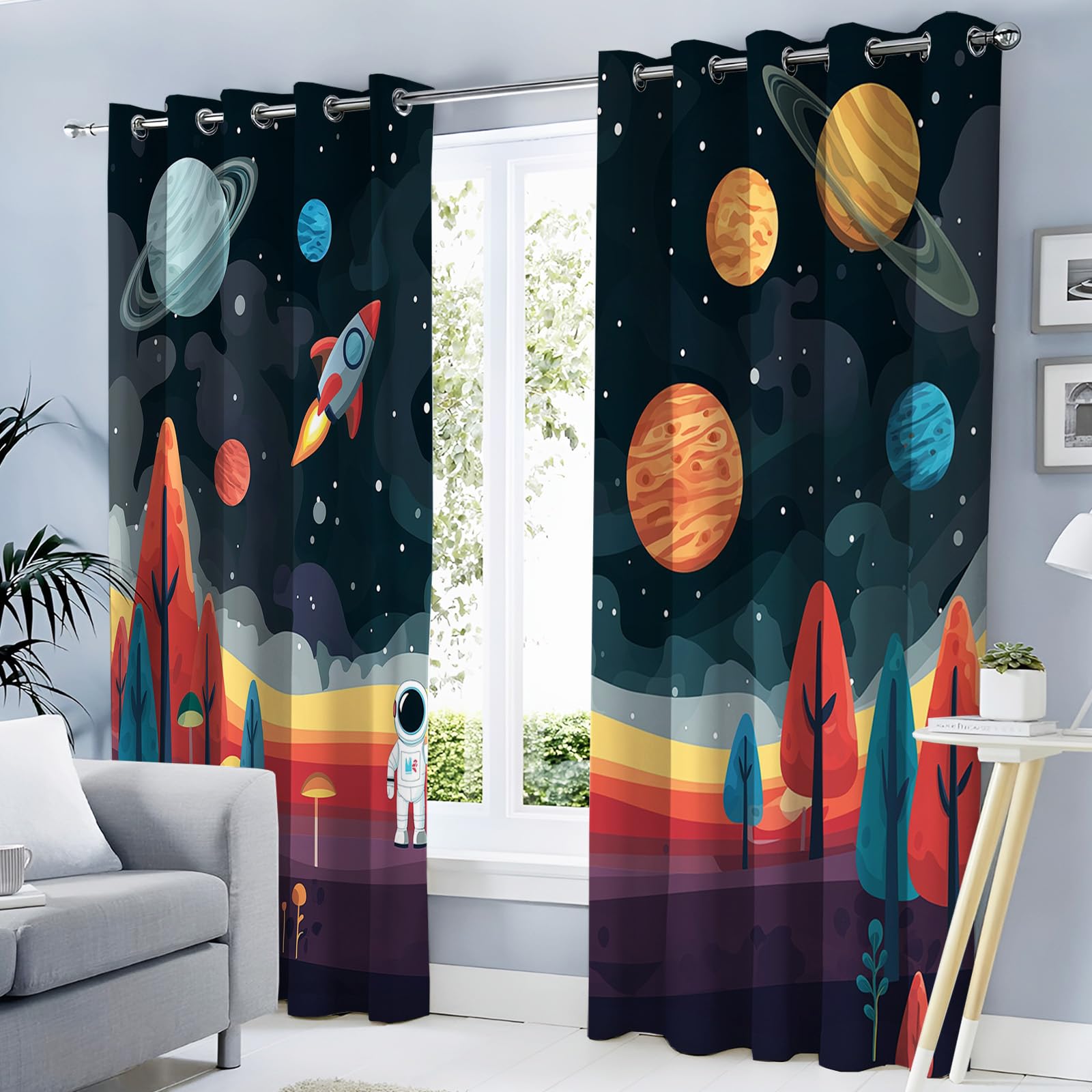 Rideau occultant opaque isolant thermique 117x137 rideaux décoration chambre enfant orange