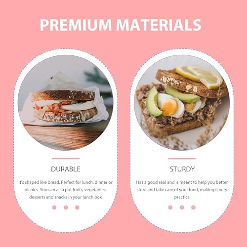 Miniatura 6 de Luxshiny Caja de sándwich en forma de tostada, 4 recipientes para sándwiches, soporte para almacenamiento de alimentos, pan con tapa, loncheras