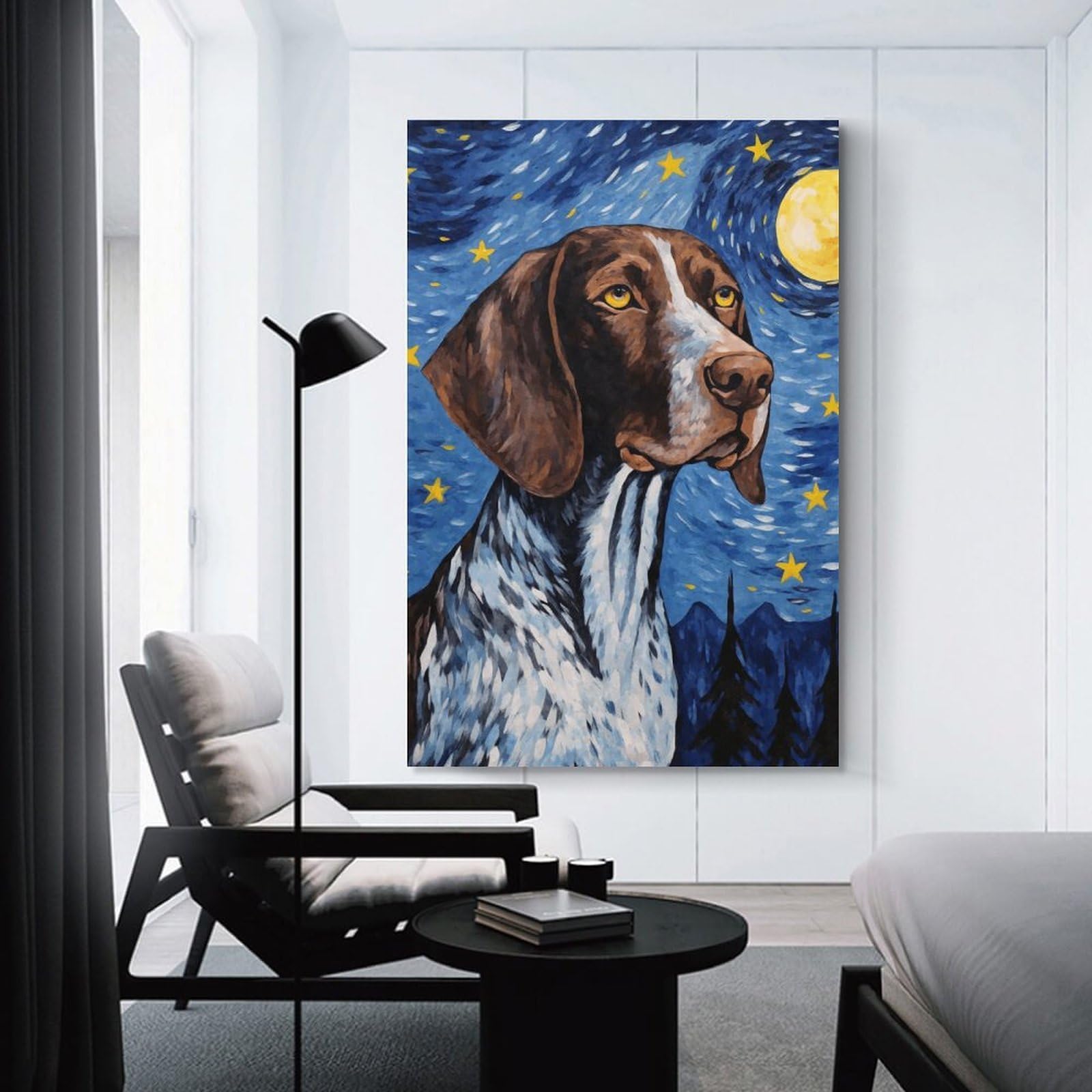 Junmoney Unframe-Style-8 German Shorthaired Pointer Art Print Canvas Wall Art 24X36inch(60X90cm), For Office Decor, Home Working Or Creative Rooms, Wall Art That Adds Style To Work Areas