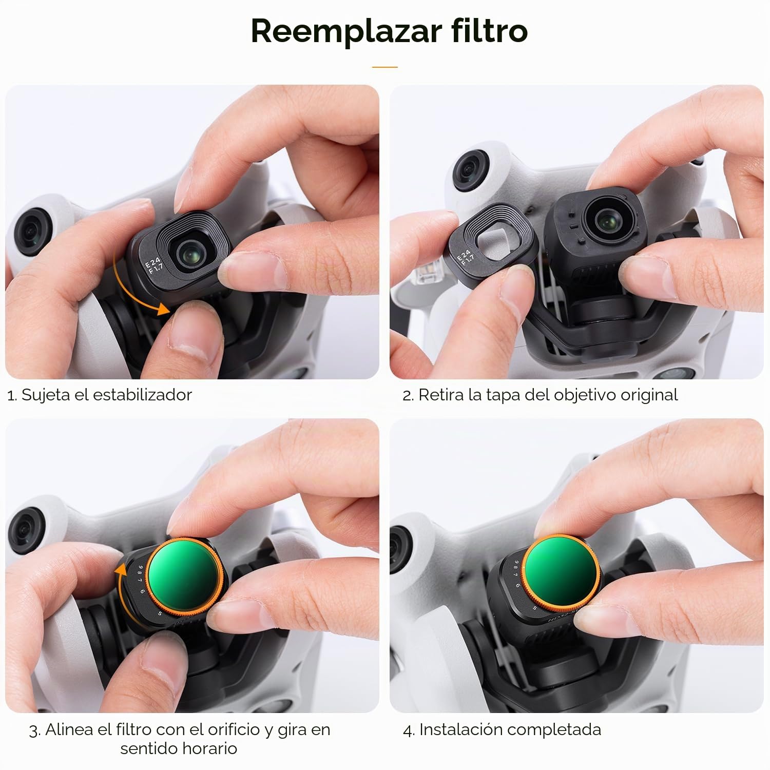 K&F CONCEPT Mini 4 Pro ND Filtro Variable, Filtro Variable ND32-512 Compatible con dji Mini 4 Pro con 28 Capas Nano Revestimiento