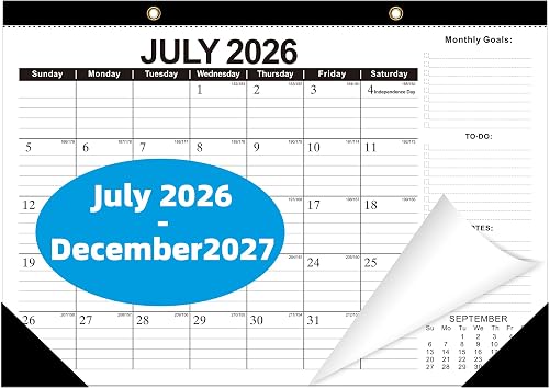 ZTX Desk Calendar 2026-2027 July 2026 to December 2027