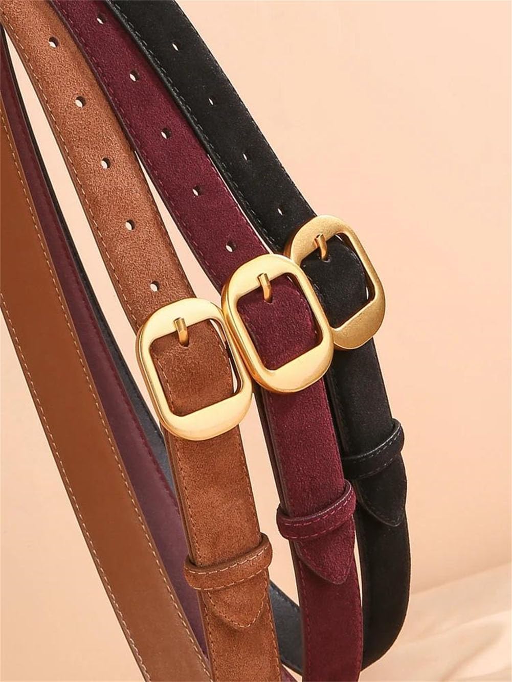 Vintage Women's Skinny Belt Soft Leather Fashionable Accessory For Dresses Jeans Coats
