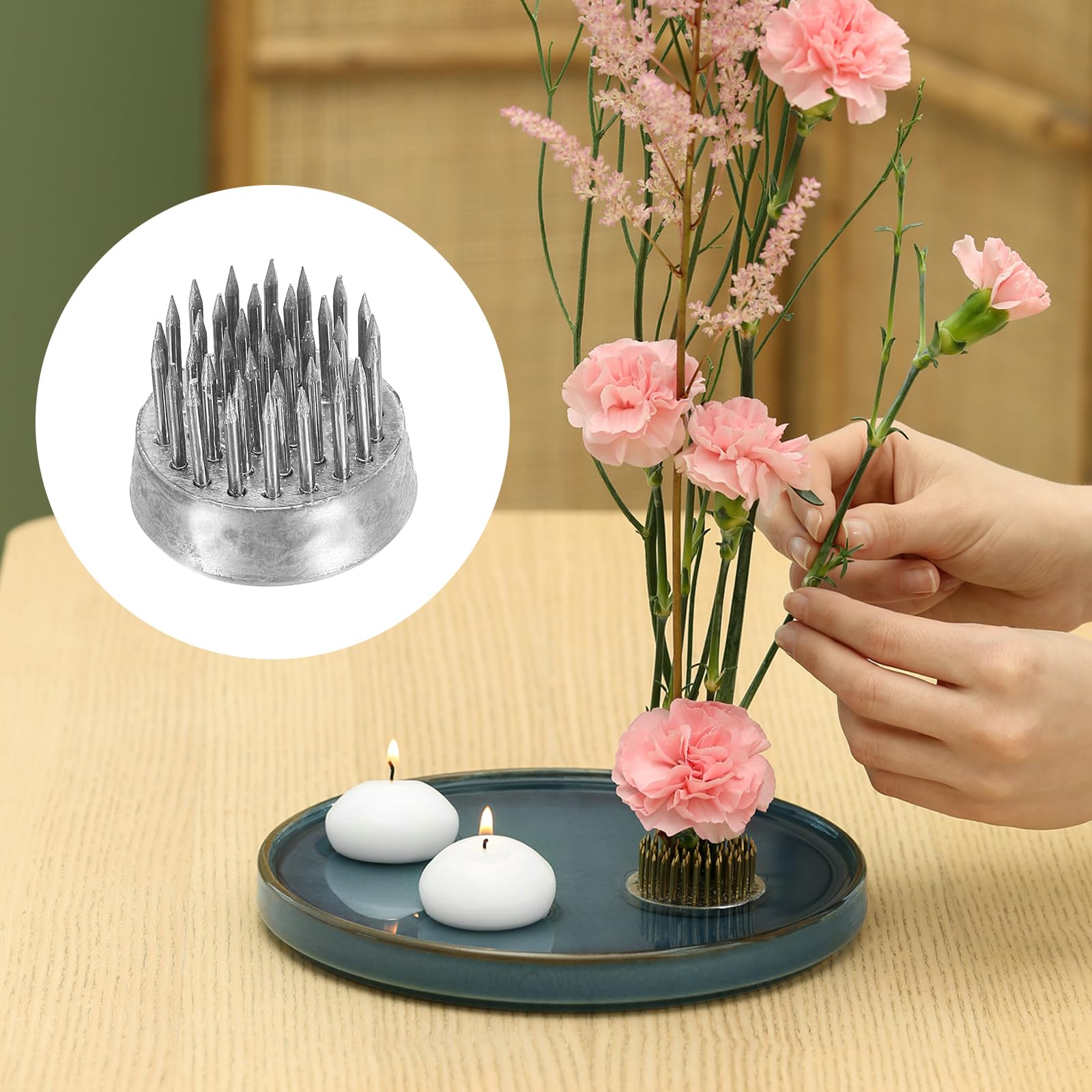 PATIKIL 0,9" Rane Fiori Ikebana Kenzan 10pz Fiori Composizione Strumento Inossidabile Floreale Rana Spilli Contenitore per Vaso Fiore Composizione Argento Tone