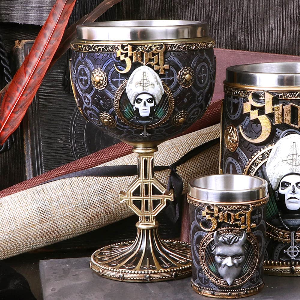 Nemesis Now B4886P9 Ghost Papa Emeritus III Meliora Calice doré en résine et acier inoxydable