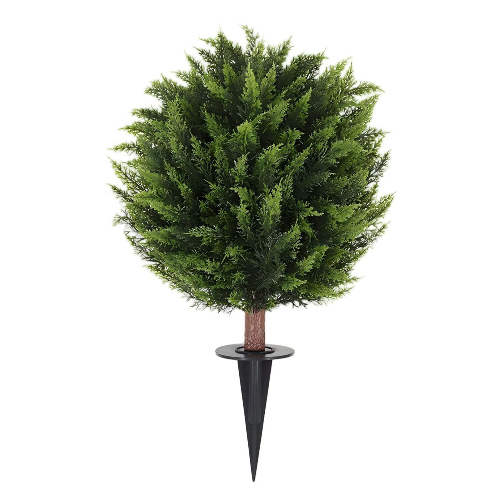 Árbol topiario de ciprés artificial Brrnoo de hoja perenne con estaca de tierra de PVC