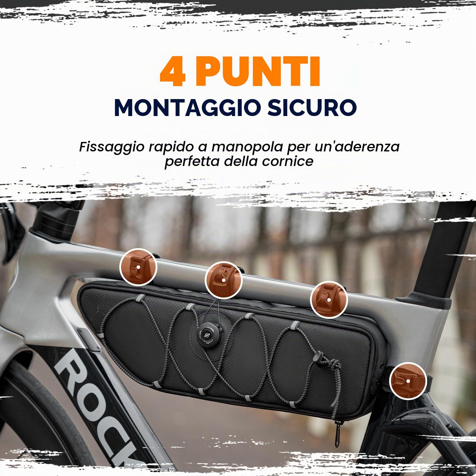ROCKBROS Road to Sky Borsa Tubo Telaio Triangolo, Borsa Bicicletta Impermeabile per MTB Bici da Corsa, Triangolare da Telaio, Facile Installazione, Grande Capacità 2L