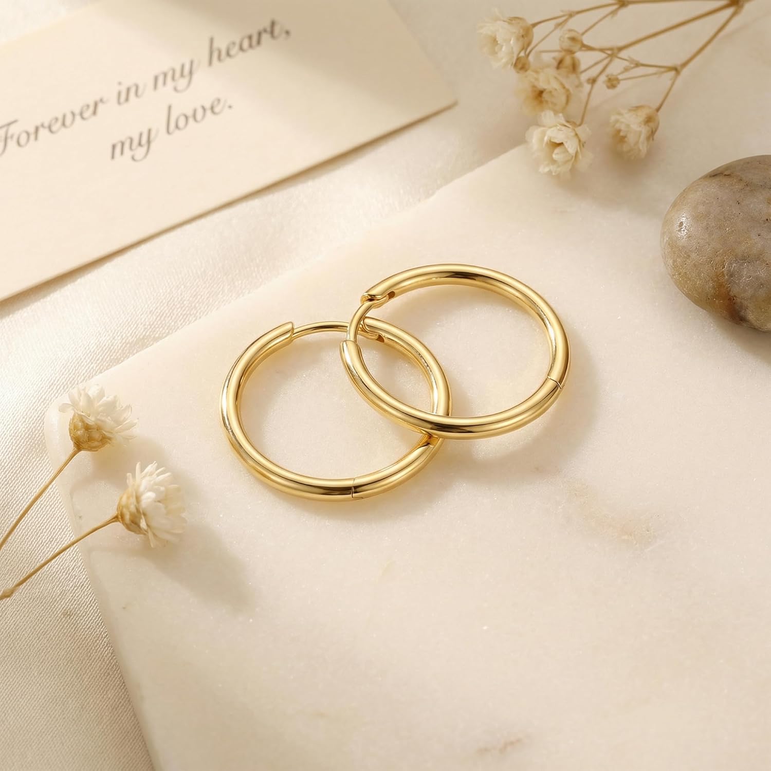 14K Gold Hoop Earrings for Women 14K Gold Earrings for Women Small Gold Hoop Earring for Womens Hoops Clean Circular Design with Smooth Lines Hoops Earring for Womens 15/19/23mm