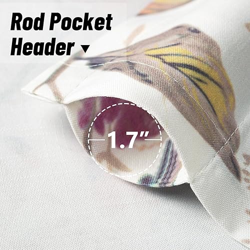 Miniatura 50 de VOGOL Cenefas con patrón de pájaros para ventanas de cocina, cenefa texturizada de lino con estampado floral y pájaros para ventanas pequeñas