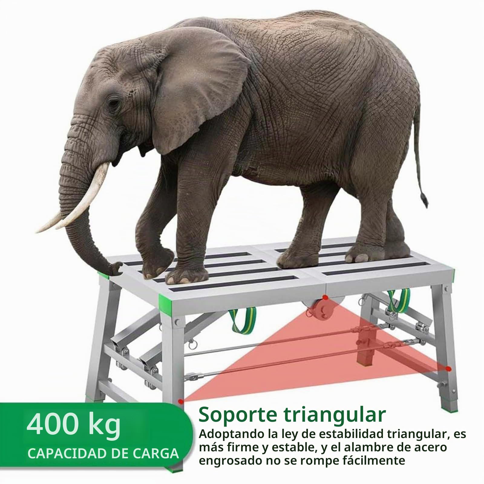 Adjuble Platforma robocza, składana drabina rusztowania stalowego, konstrukcja ze stali węglowej, regulowana wysokość, maksymalne obciążenie 362,9 kg, 140 cm, ciężka Du, przenośna, wielofunkcyjna