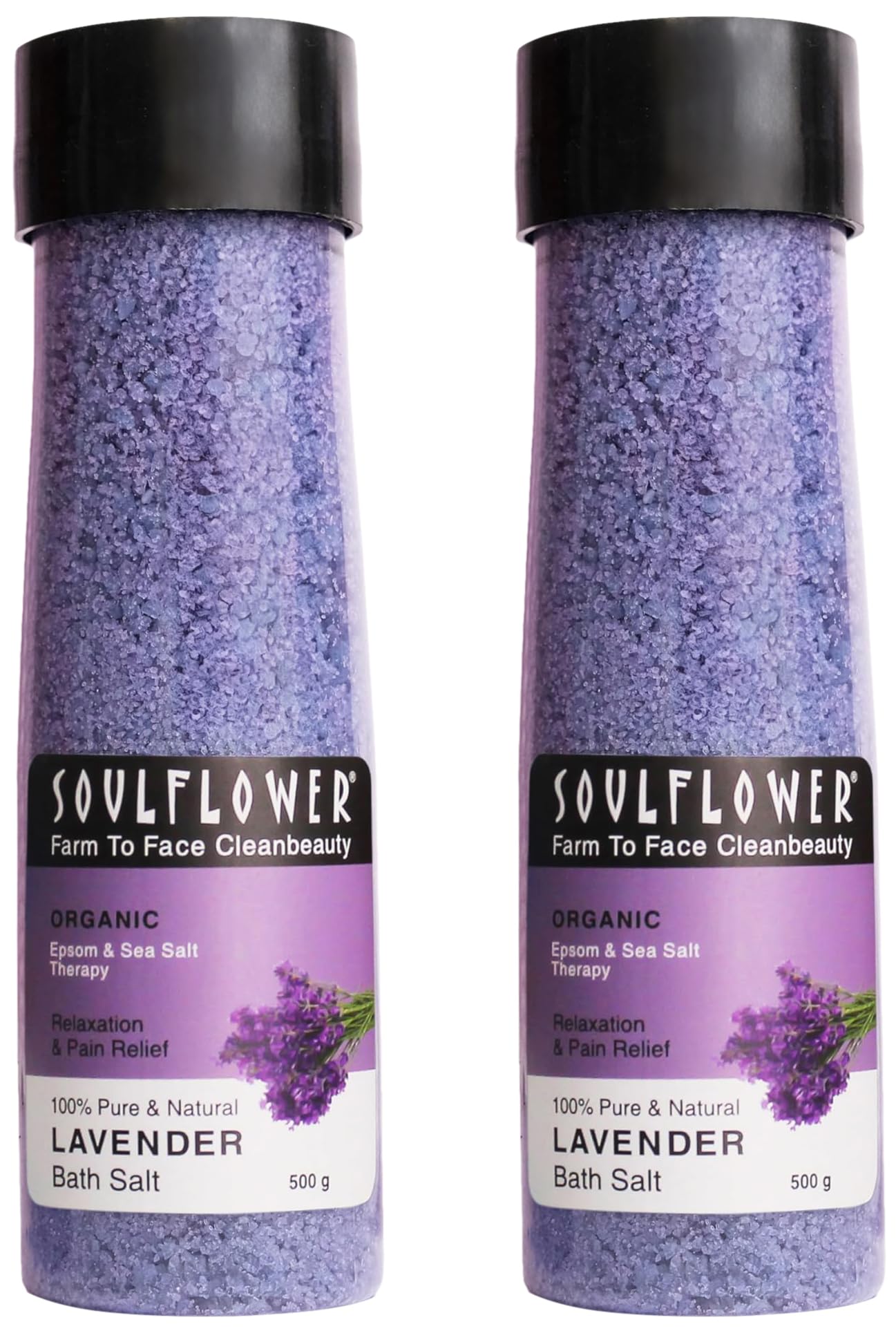 Soulflower Lavender Bath Salt for Body & Foot Spa, Calming, Relaxing, Muscle Pain Relief, Aromatherapy | Pure & Natural | Sea Salt, Lavender Essential Oil & Vitamin E, 500g (Pack of 2)-image-47
