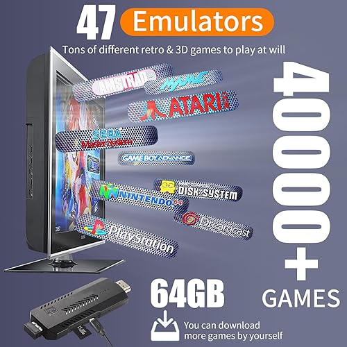 Miniatura 2 de Consola de juegos retro inalámbrica, consola de juegos de 128G con 40,000 juegos integrados, más de 40 emuladores, controladores inalámbricos