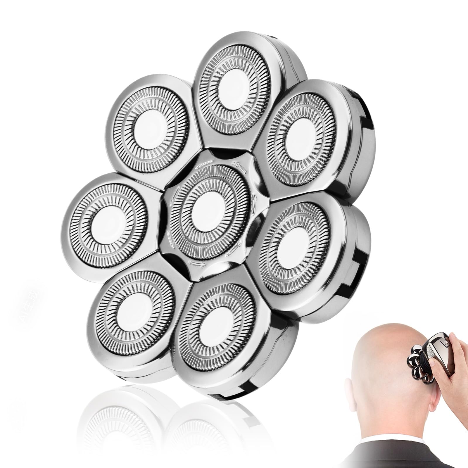 Afeitadora Eléctrica para Hombre, Máquina de Afeitar Cabeza Calva con 8D Cabezales de Repuesto, Impermeable IPX6, Recortadora de Barba, Compatible con Serie 5 y 7, Kit de Aseo Masculino