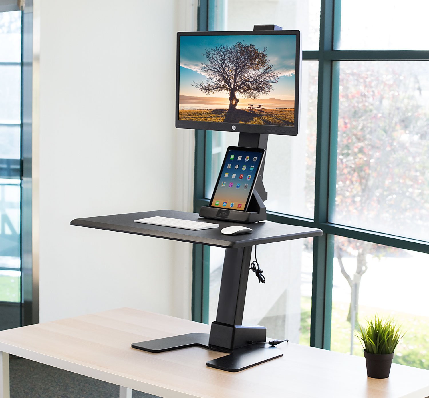 MountIt! Electric Standing Desk Converter, Motorized Tabletop Sit