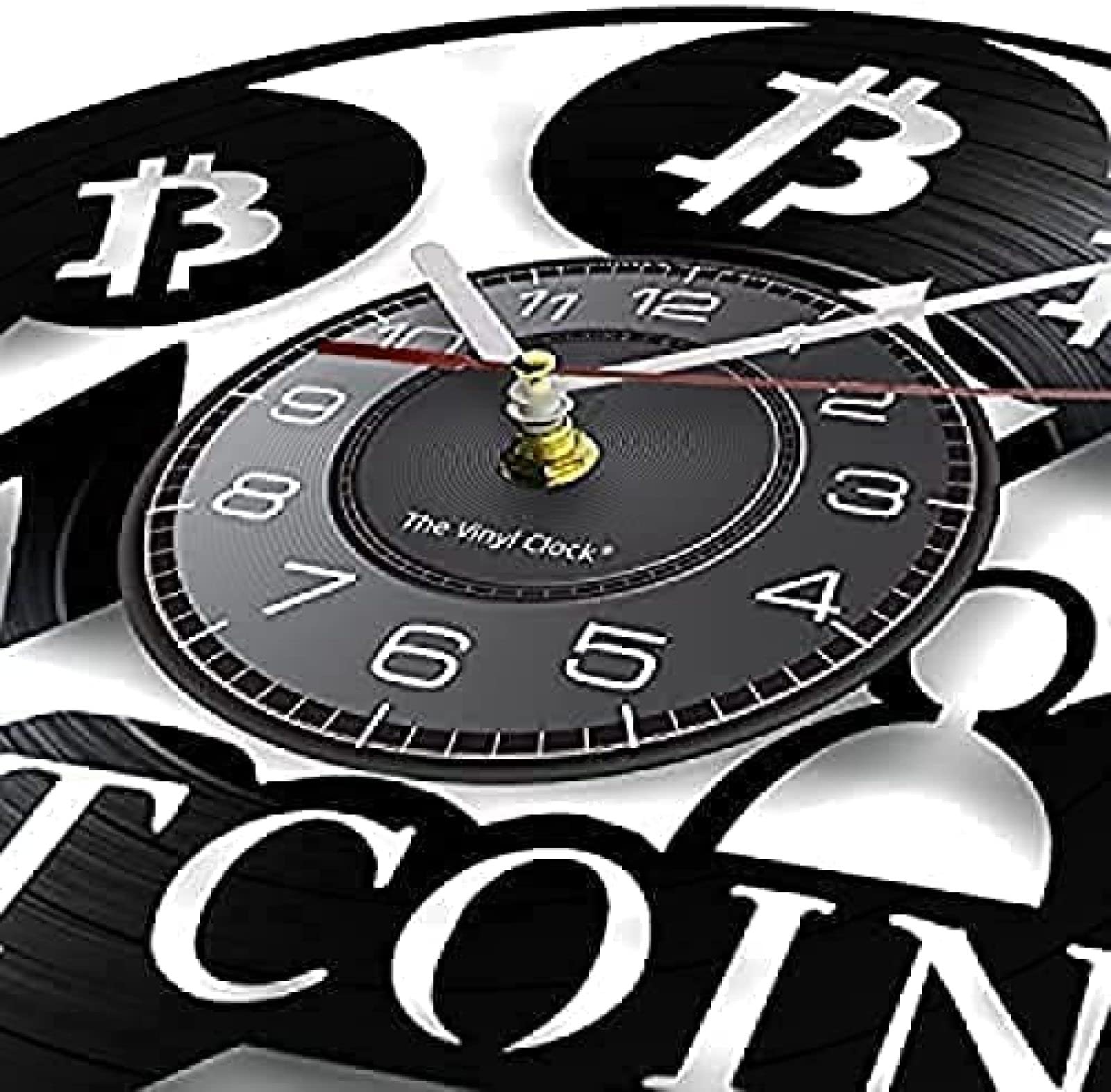 ウォールクロック ビニールレコード ビットコイン対応 12インチ ヨーロッパ製 精密サイレントクォーツムーブメント 暗号通貨トレーダーに最適なギフト  並行輸入 : YHJP トークン ビニール ウォールクロック ビニール