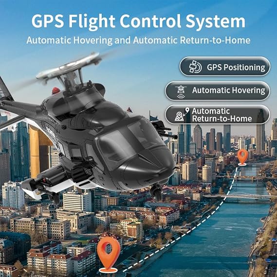 F02S 1/34 Scale GPS RC Helicopter with Auto Return, 2.4G 8CH Smart 6G Flybarless Simulation RC Helicopter with LIDAR-TOF Altitude Hold & Optical Flow Positioning