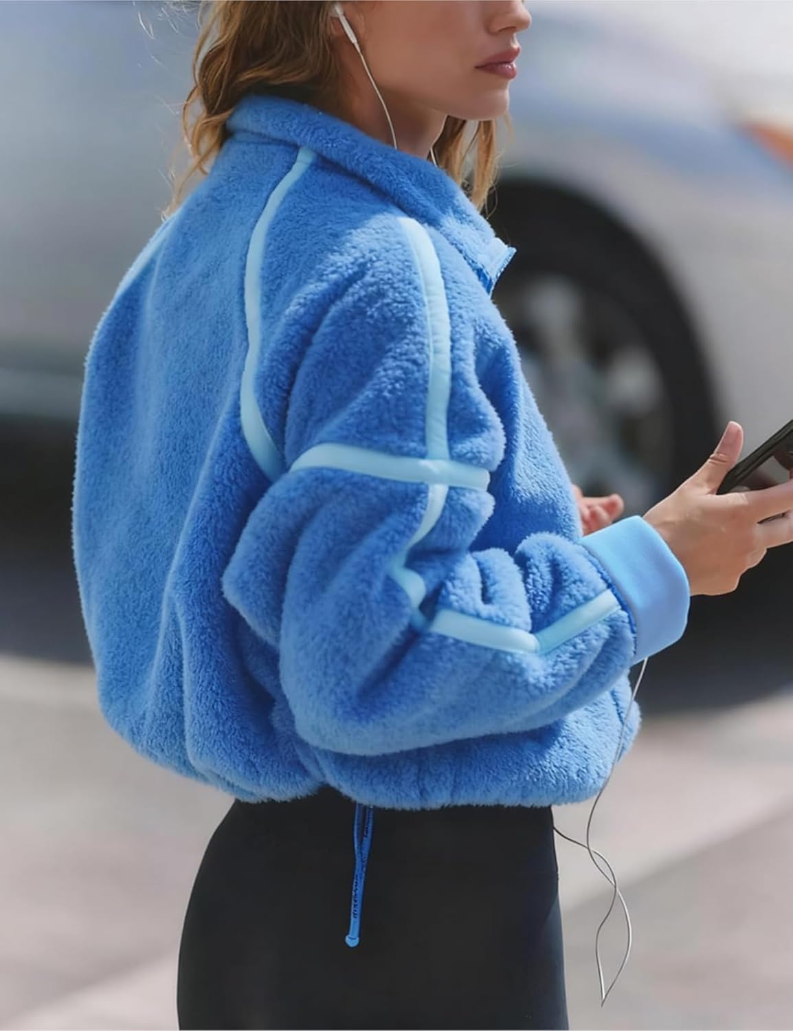 Womens Fleece Jacket Winter Trendy Sherpa Zip Up Jackets Soft Casual Outerwear with Pockets - Image 5