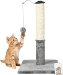 Happi N Pets 22"/56CM Cat Scratching Post, Natural Sisal Scratchers Trees for Indoor Cats, Featuring with Rotatable Hanging Balls & Stable Base, Cat Scratch Posts for Kittens-Black