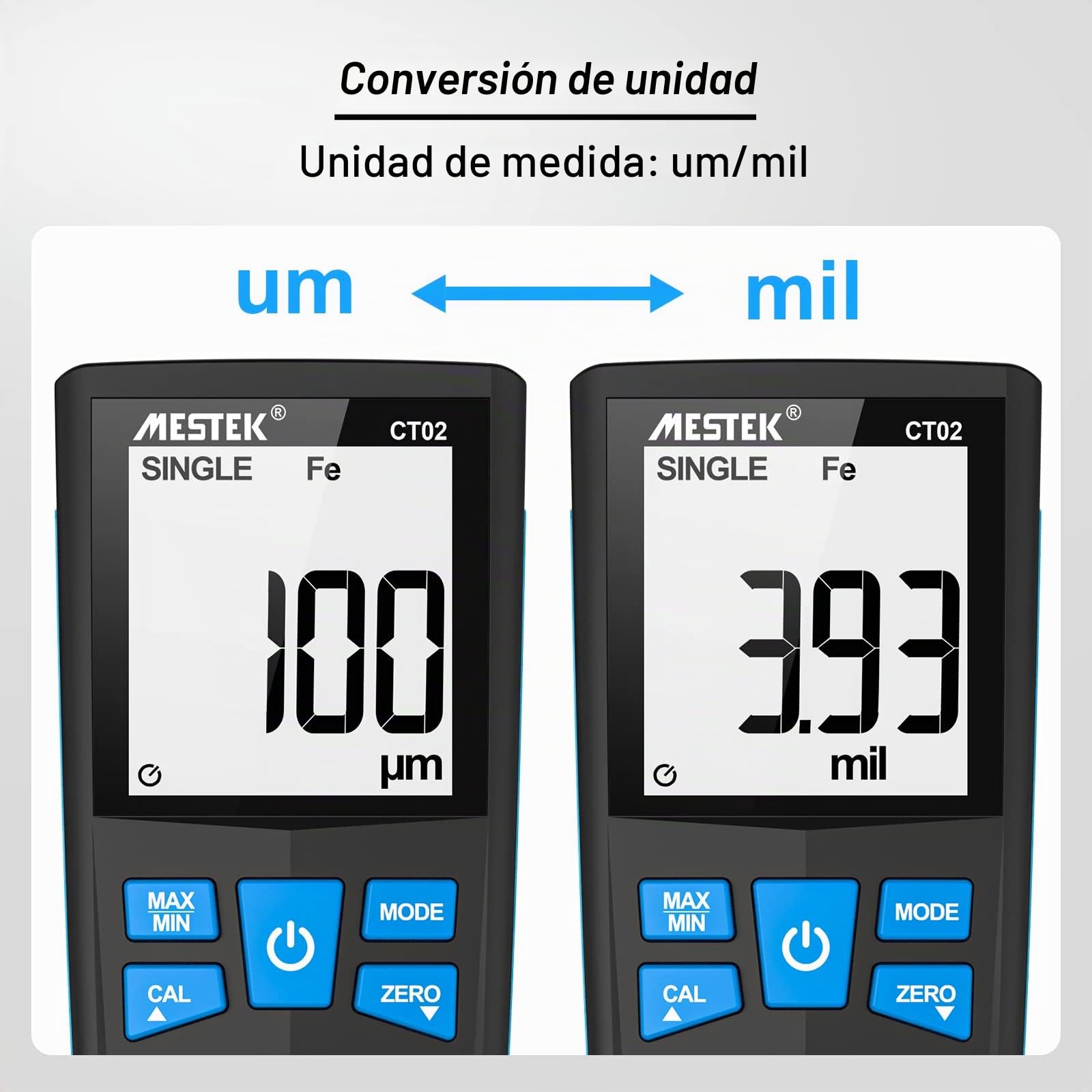 Medidor de Espesor Pintura MESTEK Medidor de Espesor de Revestimiento 0-1500um con LCD Sensor Automático de Fe&NF 2 en 1, para Automóviles, Automóviles Usados, Superficies de Equipos, etc.