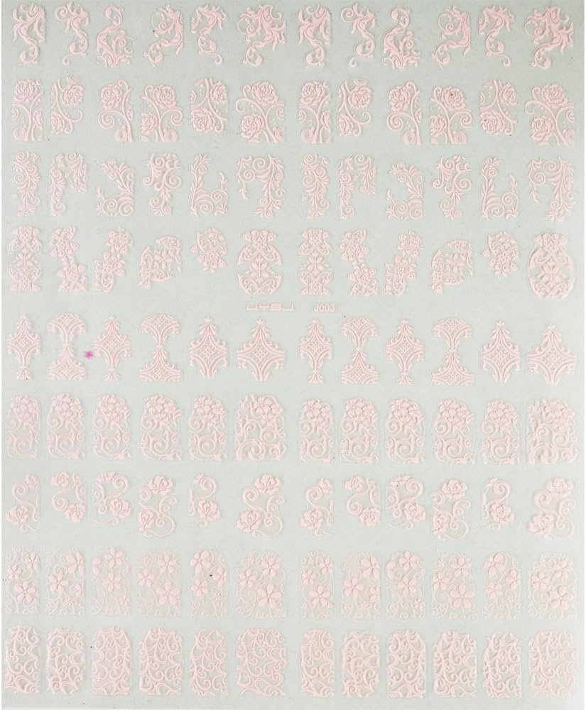 108Pcs 3D Pink Flower Nail Art Stickers Decals Stamping DIY Nail Decoration Tools