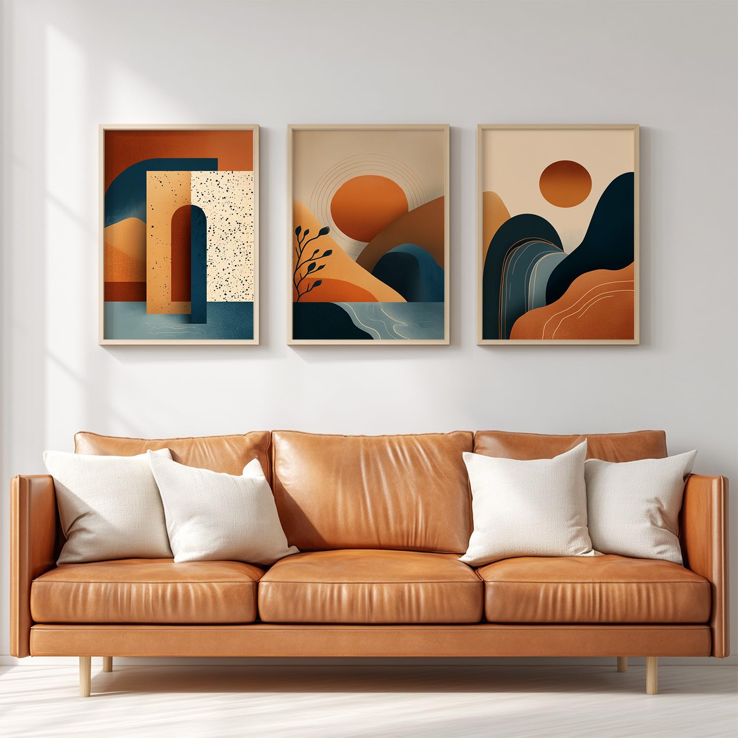 Abstrakcyjne wydruki ścienne w stylu boho, plakaty na płótnie dla nastoletnich chłopców, dziewcząt, geometryczny brązowy, beżowy, okrągła linia cienia, przytulne obrazy tematyczne do dekoracji ścian