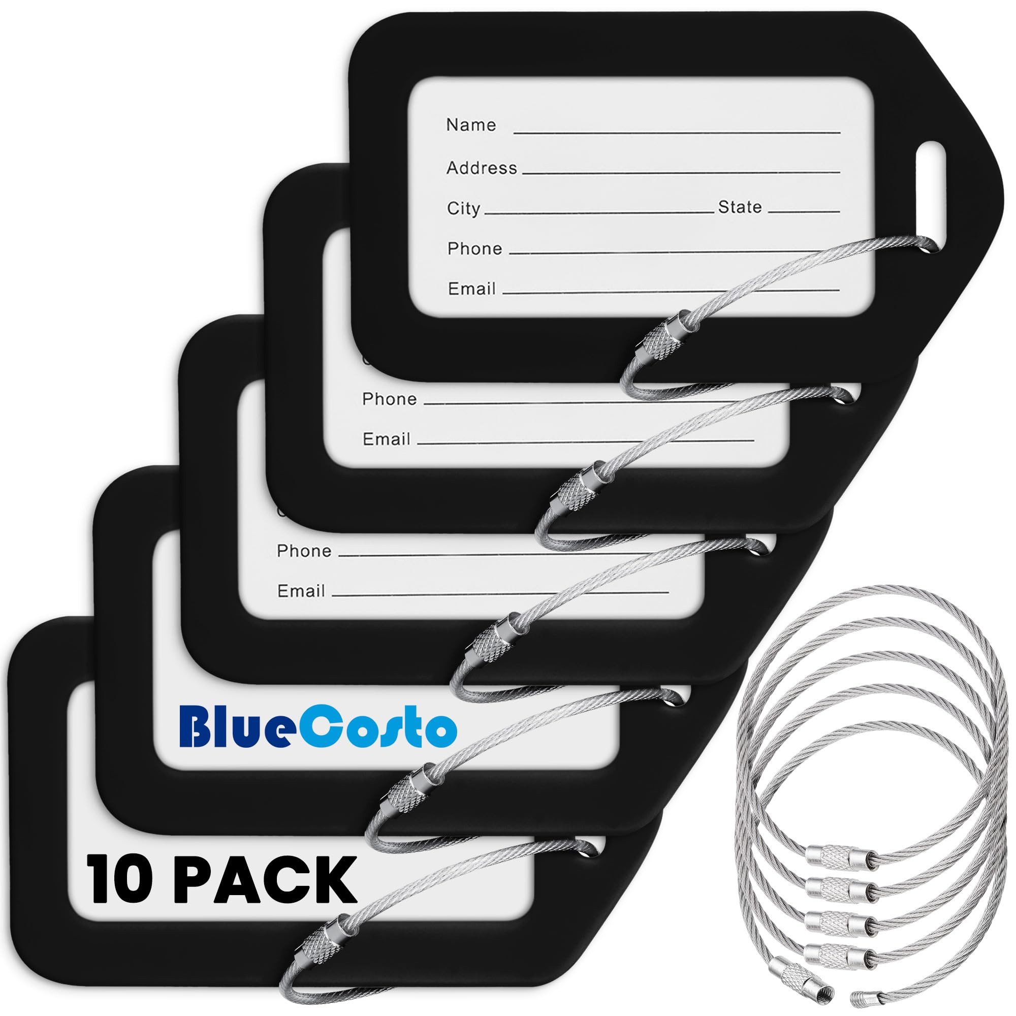 Amazon.com: BlueCosto - Luggage Tags - Black, 10 Pack - Suitcase