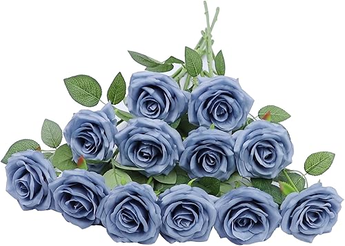 Miniatura 61 de Flores artificiales de rosa, rosa artificial, rosa falsa, rosa de seda, flores falsas de aspecto real con tallos para ramos de boda DIY, centros de