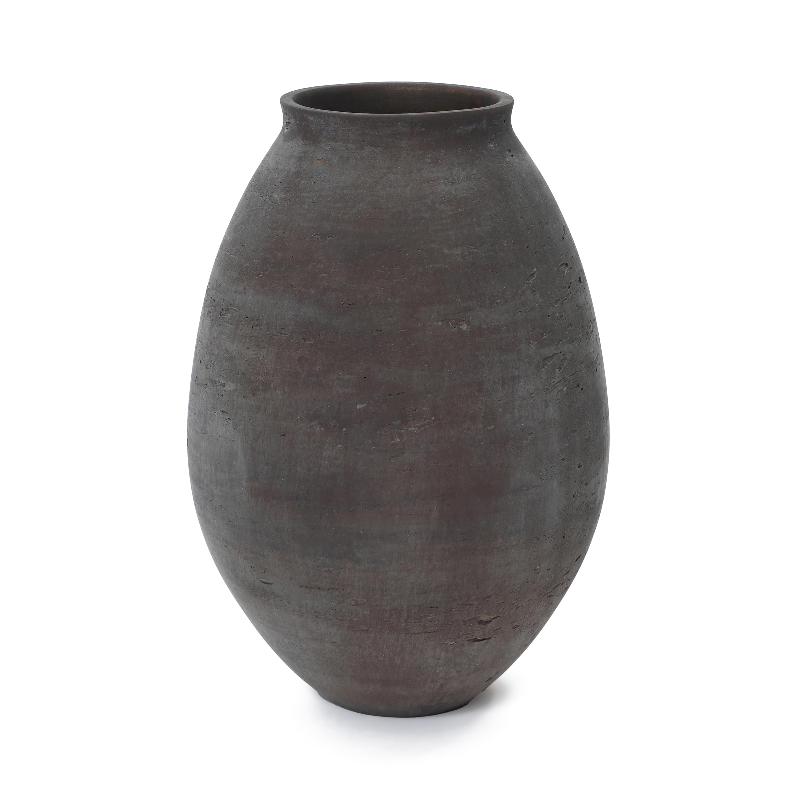 Hometopia Vase Groß Braun 40 cm – Rustikale Betonvase im Wabi-Sabi Stil, Große Bodenvase aus Zement für Pampasgras & Trockenblumen, Handgefertigte Dekovase