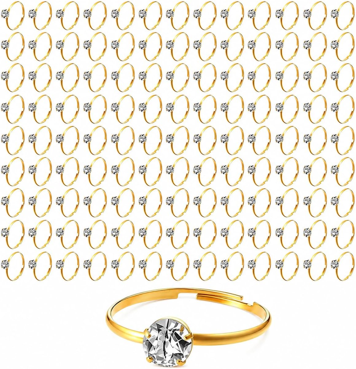 110 Pcs Bridal Shower Rings for Engagement Party Game, Fake Diamond Rings Metal Adjustable for Wedding Games