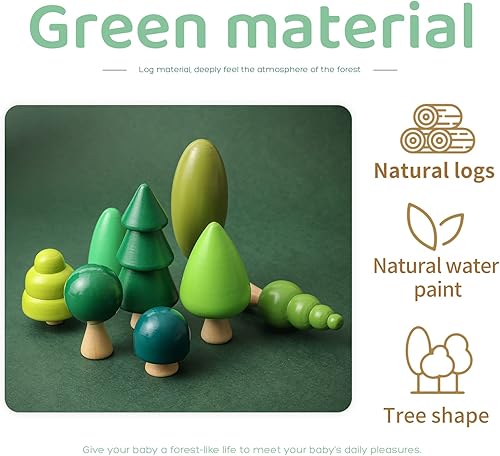 Miniatura 6 de Youuys Juguetes de madera para manualidades, 8 piezas de miniárbol de escena terminada, juego de manualidades, decoración de pastel, para educación