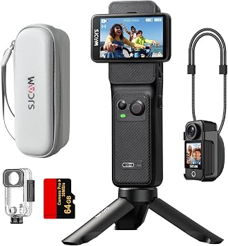 SJCAM C400 64GB Blogging Camera | Pocket Size 4K Action Camera | 7 Hours Continuous Recording 6 Axis Image Stabilization | 2.29 Inch Touch Screen | 30M Water Resistant Body Camera | Youtube Live