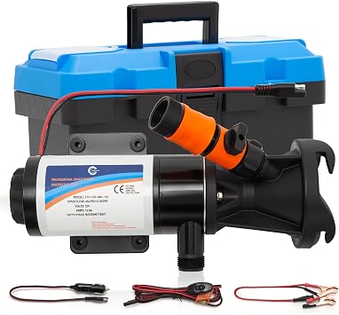 Upgraded Macerator Pump for RV, Replace 18555-000A 12V Portable Waste Pump, 12GPM, Suction 3.2 FT, Lift 10 FT, Self-Priming, Used for RV Camper Boat Kitchen, 4-Minute Emptying RV & Boat 40-Gal Tanks