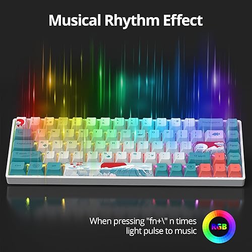 Miniatura 2 de Guffercty Kred Teclado mecánico 65% teclado personalizado para juegos, intercambiable en caliente, 65% RGB para WinPCMac (interruptor rojo, 68 mar)