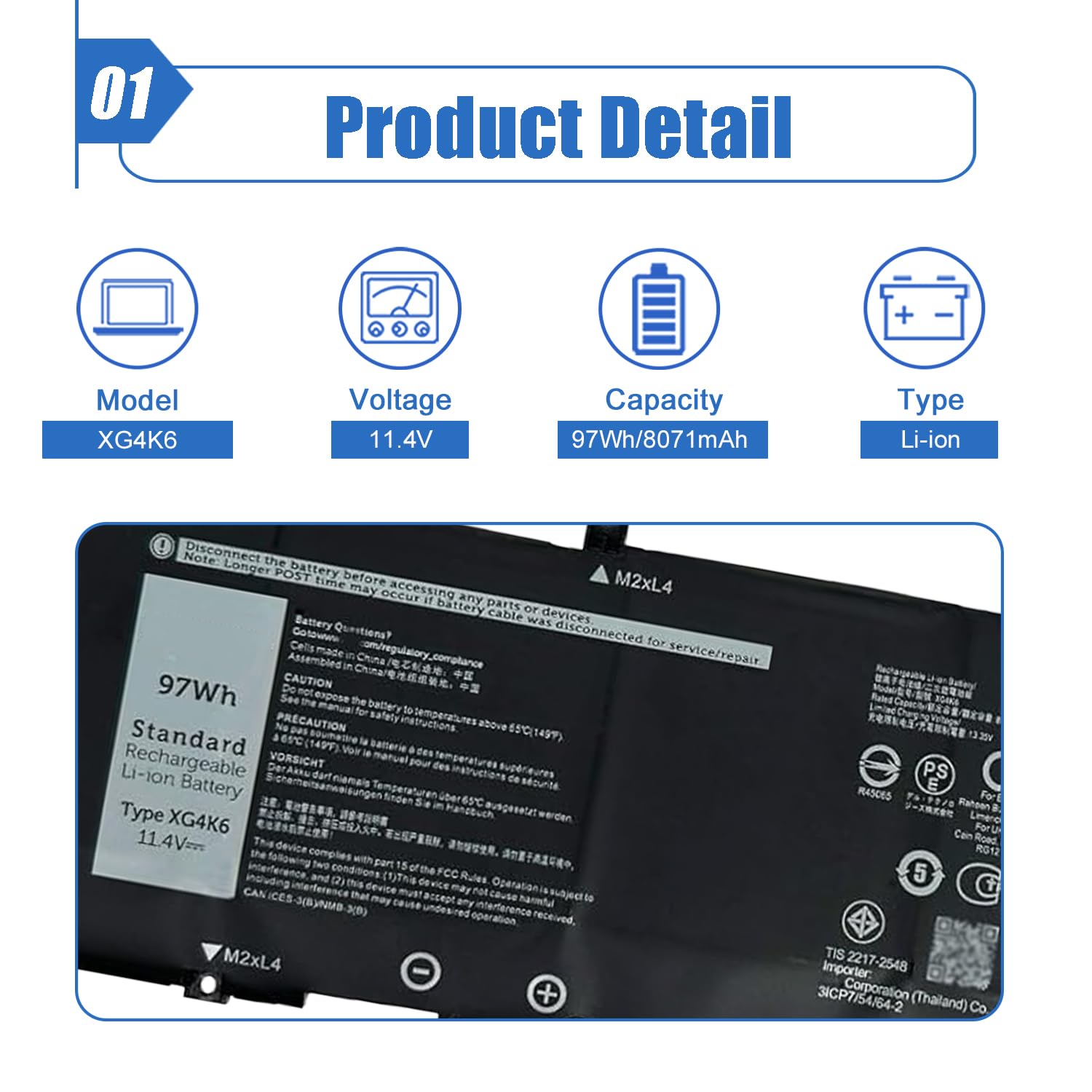 Amazon.com: Dentsing 97Wh XG4K6 Laptop Battery Compatible with