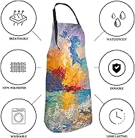 Vista 4 de Giwawa Delantal unisex para adultos, impermeable, resistente a las manchas, delantal de cocina con 2 bolsillos para BBQ, parrilla y pintura