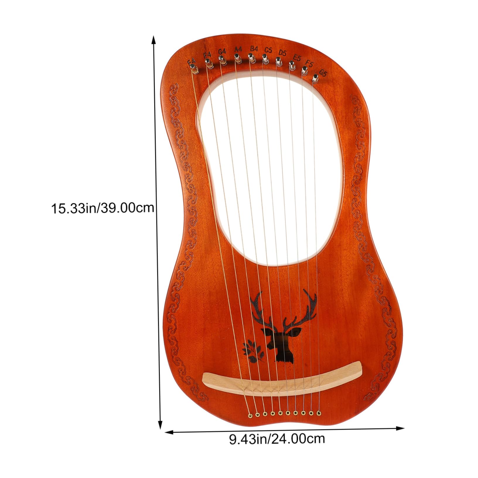 Holzleierharfe mit Saiten Filigranes Musikinstrument aus Naturholz Kleine Harfe mit Metallsaiten Traditionelles Instrument für Anfänger