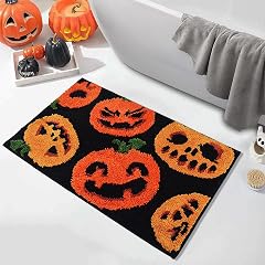 Vanleonet Halloween Bathroom Rugs Evil Pumpkin Bath Mat Microfiber Washable Non Slip Absorbent Fall Pumpkin Orange Bathmats Halloween