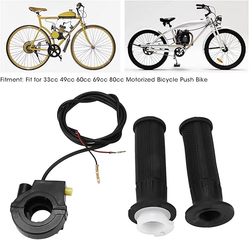 Miniatura 3 de Manillar del acelerador, repuesto de agarre del acelerador, 1 par cómodo tacto suave TPR para bicicleta motorizada de 33 cc, 49 cc, 60 cc, 69 cc, 80